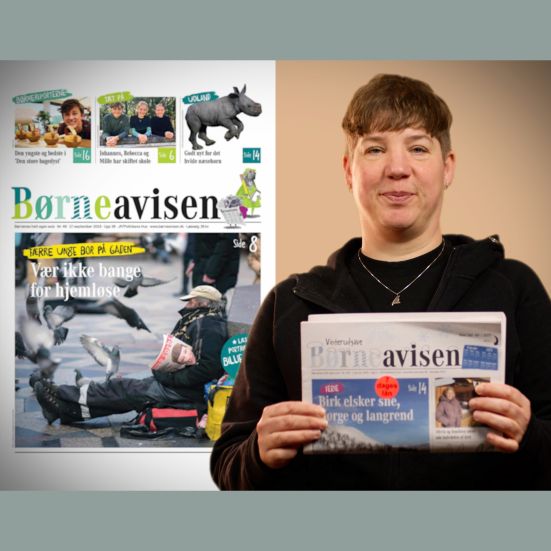 Bibliotekets børnelitteraturformidler Louise holder Børneavisen