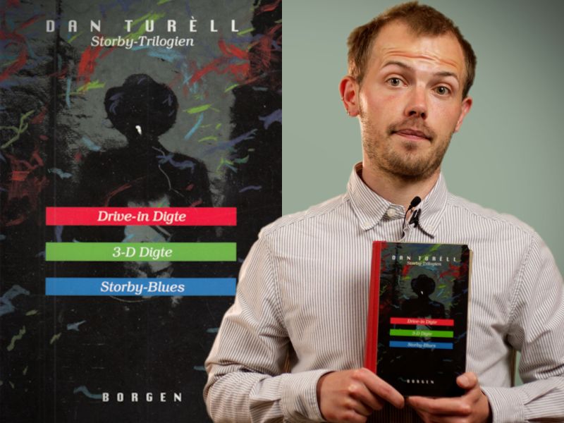 Bibliotekets litteraturformidler Stinus holder bogen "Storby-Trilogien"