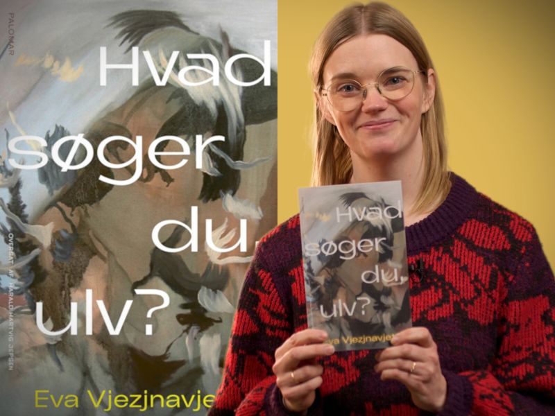 Bibliotekets litteraturformidler Mette holder bogen "Hvad søger du, ulv?"
