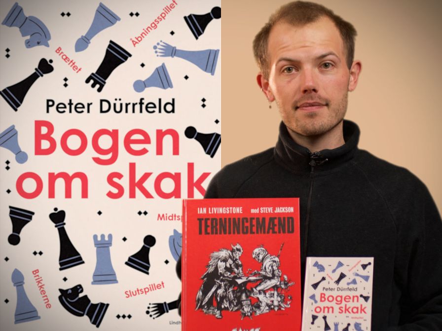 Bibliotekets litteraturformidler Stinus holder bogen "Terningemænd"